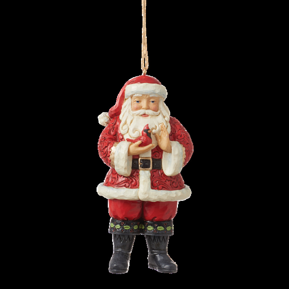 Jim Shore Heartwood Creek Santa with Cardinal Christmas Ornament